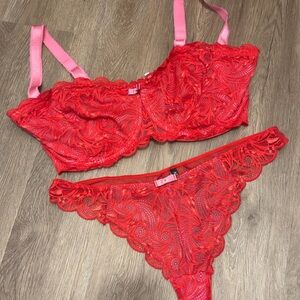 Adore Me Red Lace Lingerie Set